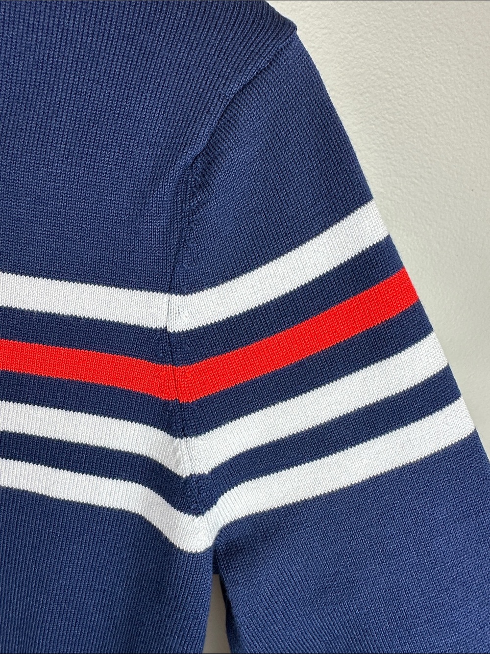Izod Zoey Striped 1/4 Zip Knit Pullover Medieval Blue NEW! - Picture 8 of 11